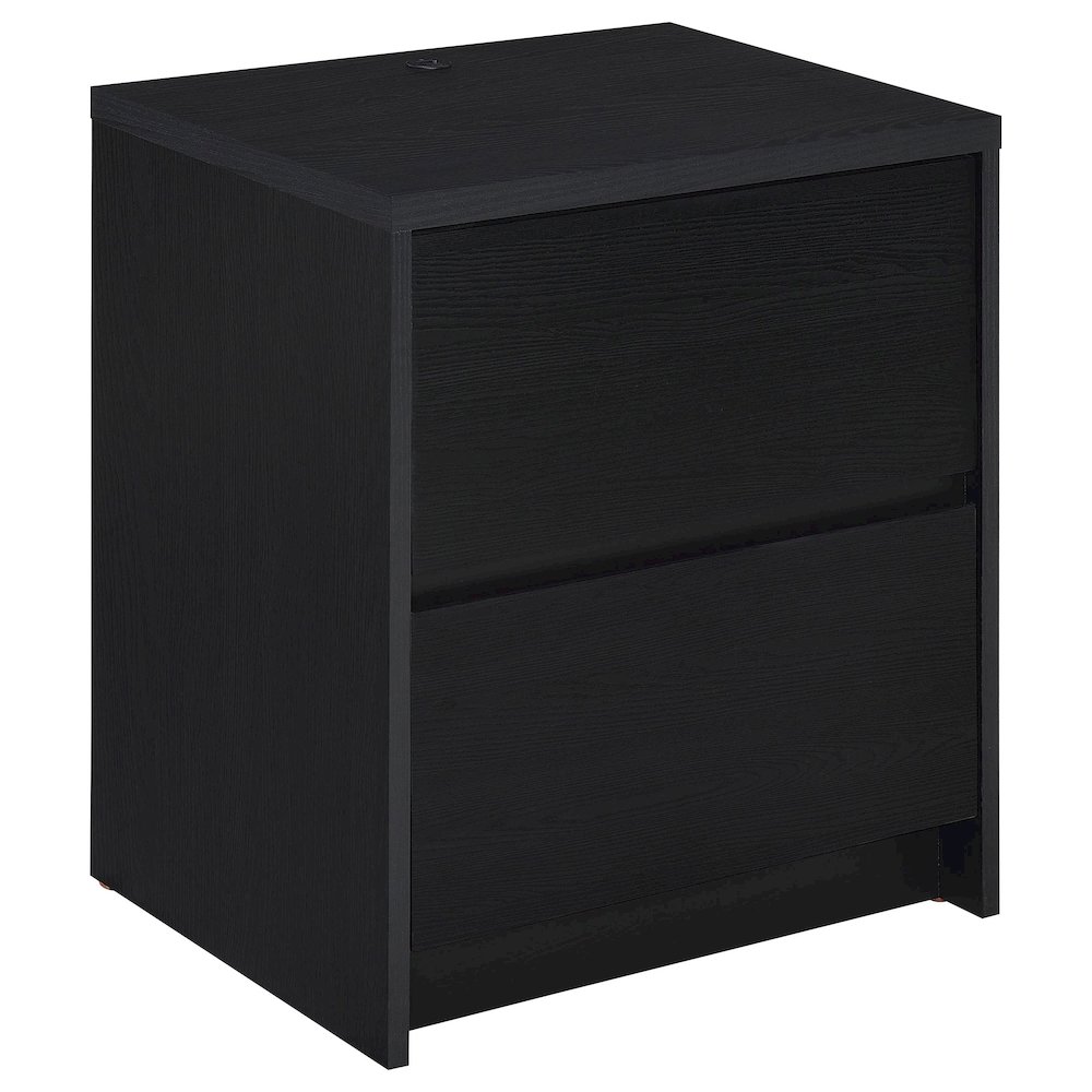 Westpark 2-drawer Nightstand LED Lights and USB Black. Picture 1