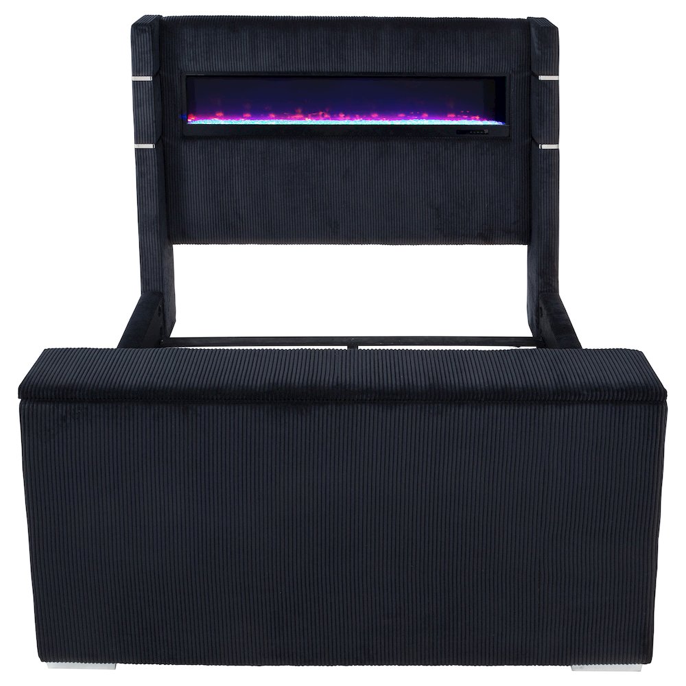 Tisdall Eastern King Flame Visualizer Wingback TV Bed Black. Picture 6