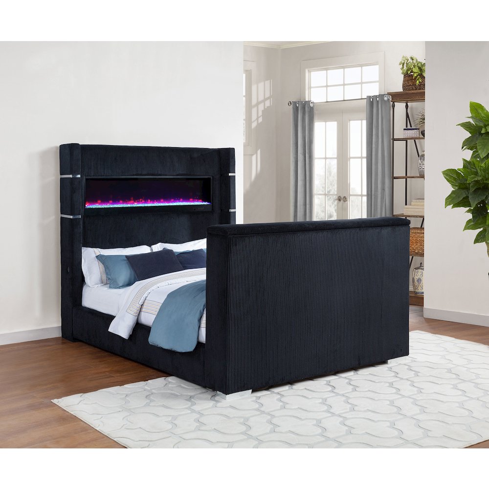 Tisdall Queen Flame Visualizer Wingback TV Bed Black. Picture 2