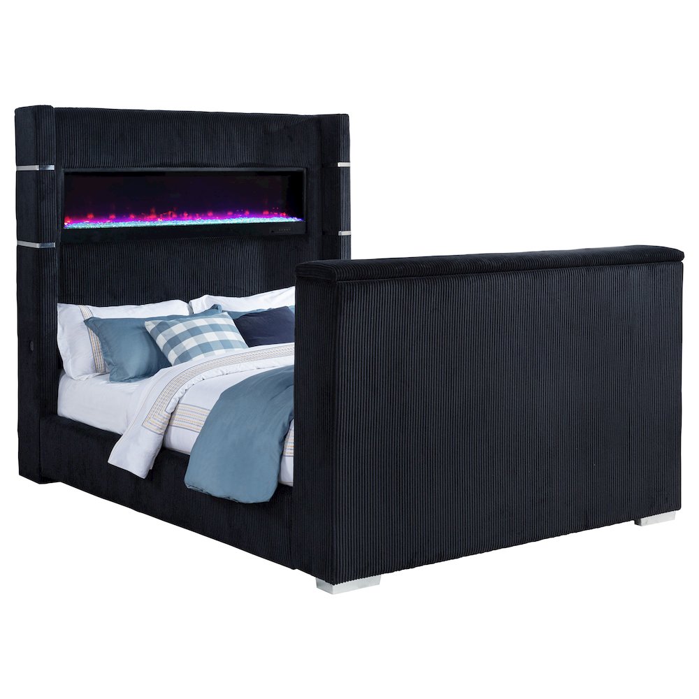 Tisdall Queen Flame Visualizer Wingback TV Bed Black. Picture 4