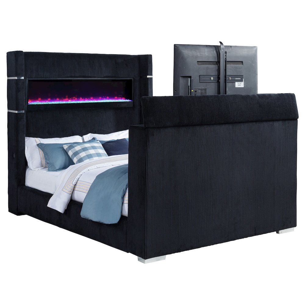 Tisdall Queen Flame Visualizer Wingback TV Bed Black. Picture 5
