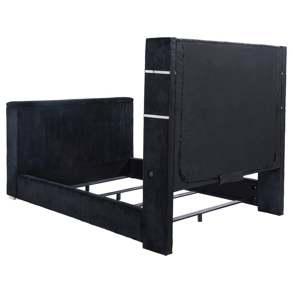 Tisdall Queen Flame Visualizer Wingback TV Bed Black. Picture 7