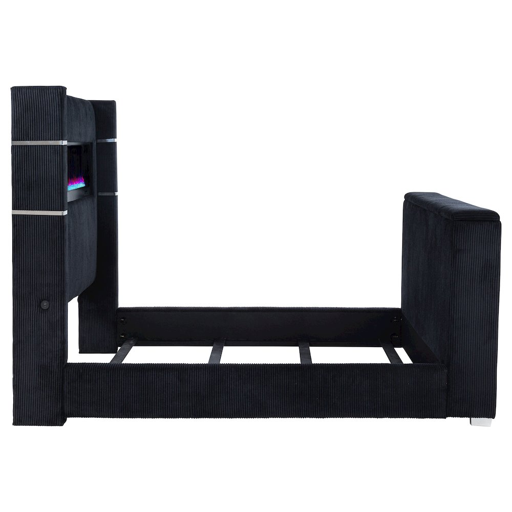 Tisdall Queen Flame Visualizer Wingback TV Bed Black. Picture 8