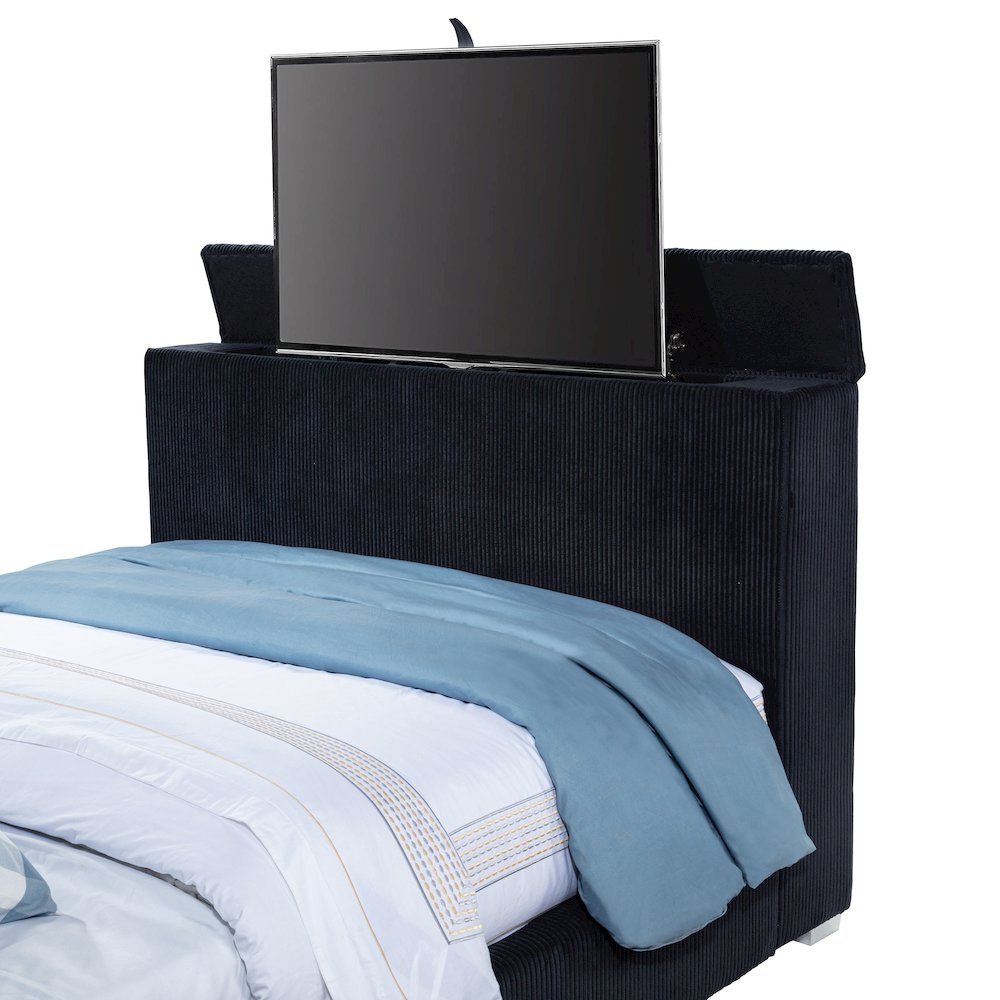 Tisdall Queen Flame Visualizer Wingback TV Bed Black. Picture 10