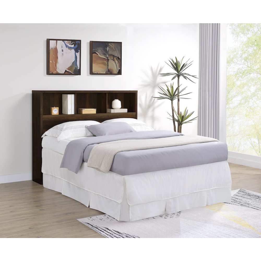 Westpark 49-inch Queen Bookcase Headboard Dark Pine. Picture 2