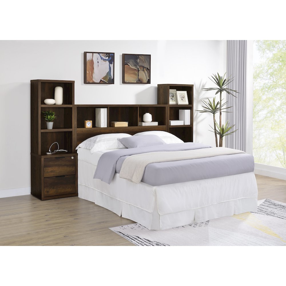 Westpark 49-inch Queen Bookcase Headboard Dark Pine. Picture 11
