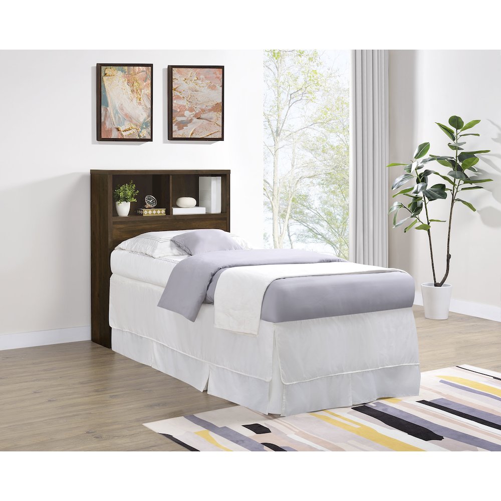 Westpark 49-inch Twin Bookcase Headboard Dark Pine. Picture 2