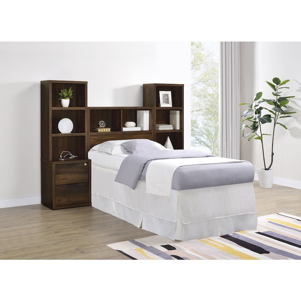 Westpark 49-inch Twin Bookcase Headboard Dark Pine. Picture 11