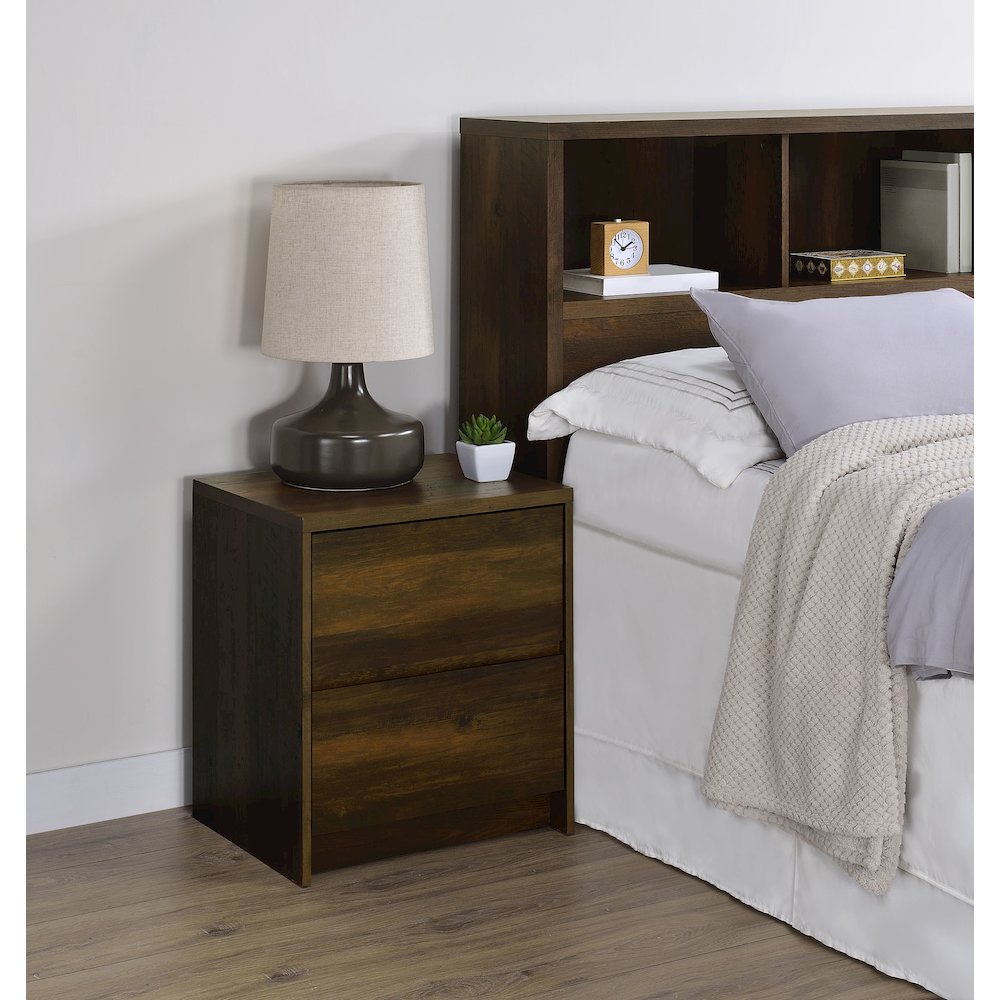 Westpark 2-drawer Nightstand LED Lights and USB Dark Pine. Picture 2
