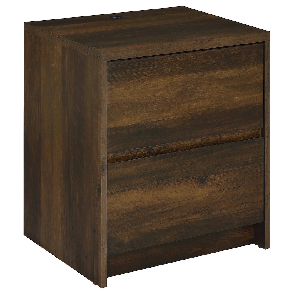 Westpark 2-drawer Nightstand LED Lights and USB Dark Pine. Picture 1