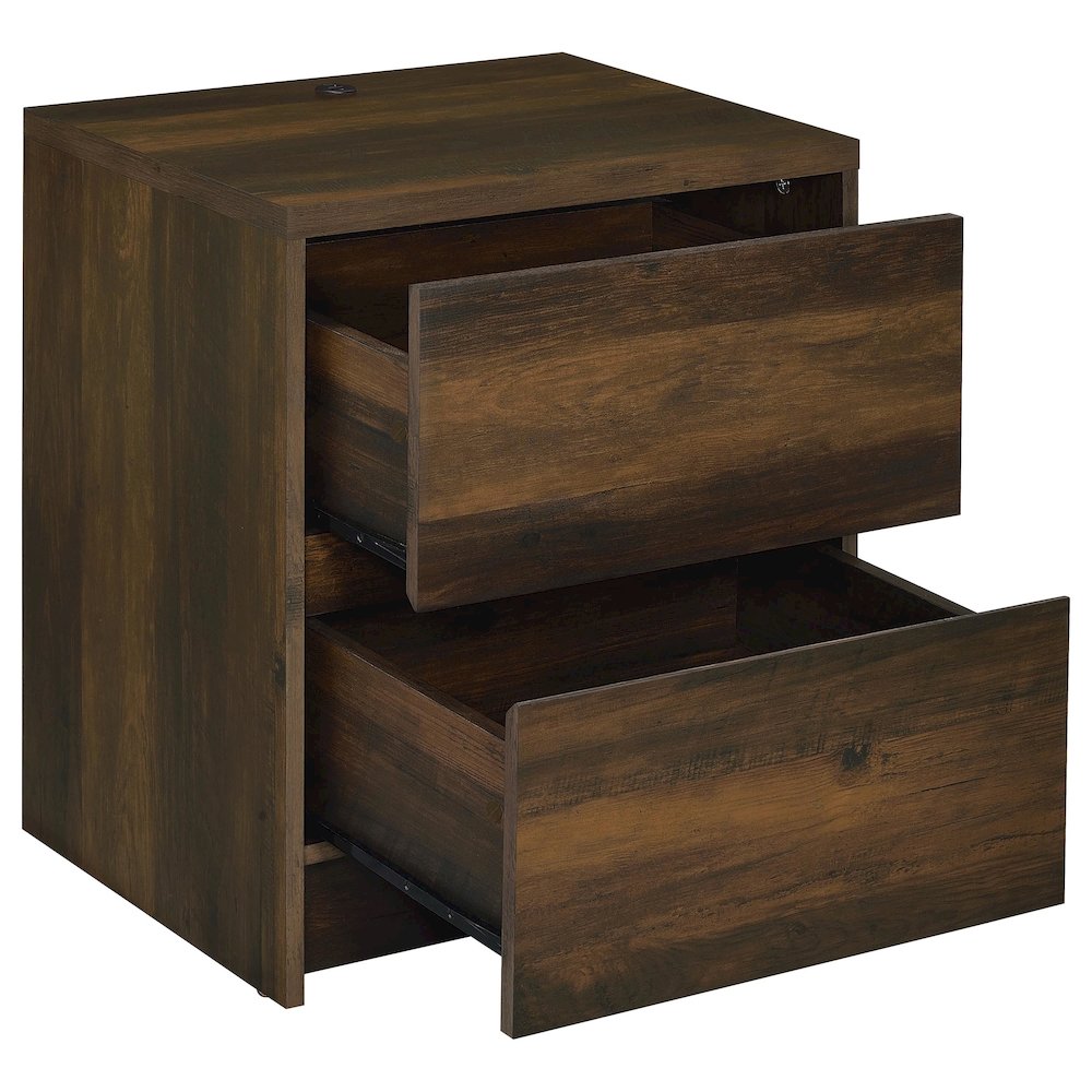 Westpark 2-drawer Nightstand LED Lights and USB Dark Pine. Picture 4