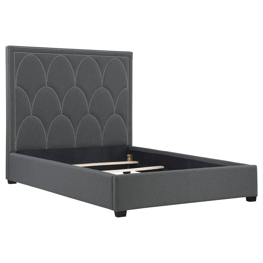 Bowfield Upholstered Eastern King Panel Bed Charcoal. Picture 1