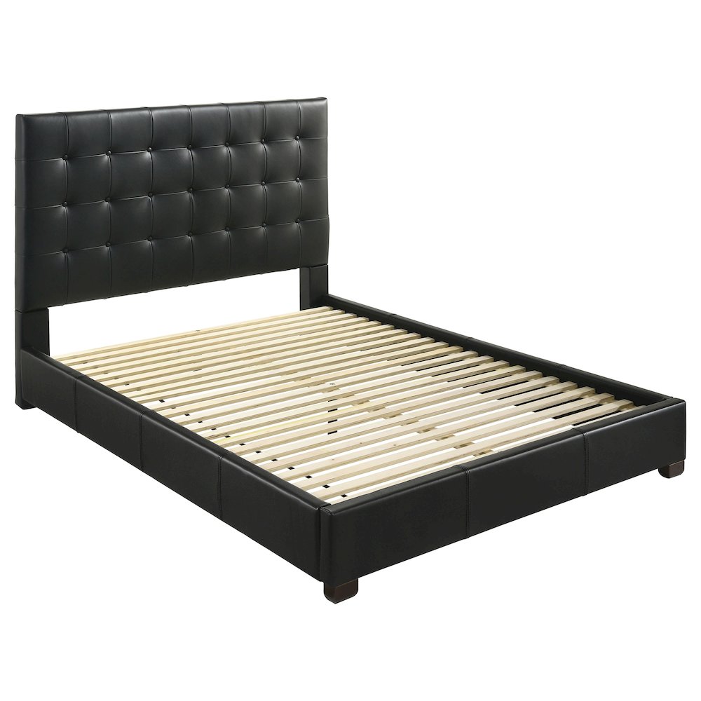 Medley Genuine Leather Eastern King Platform Bed Black. Picture 1