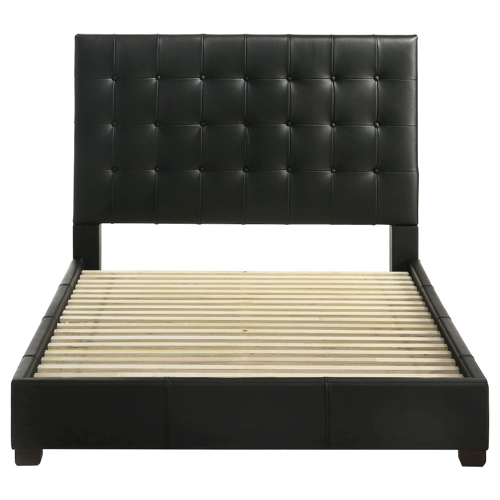 Medley Genuine Leather Queen Panel Platform Bed Black. Picture 4