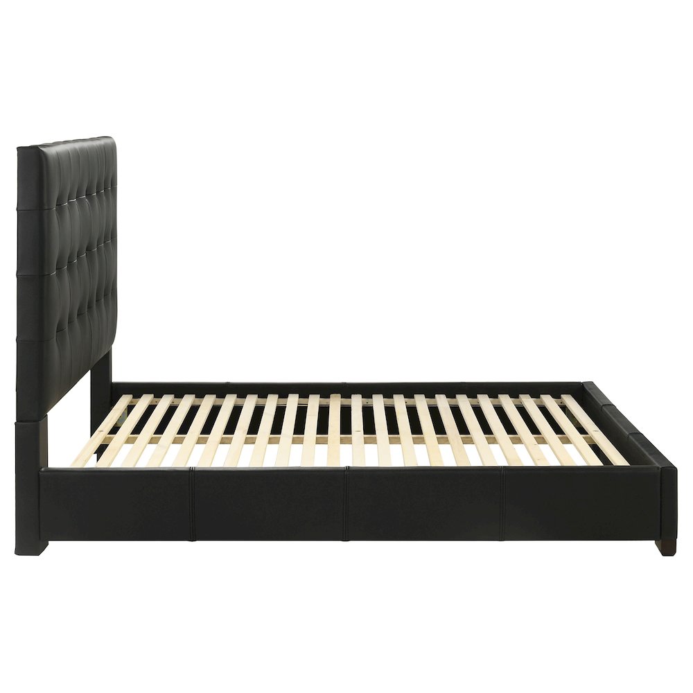 Medley Genuine Leather Queen Panel Platform Bed Black. Picture 6
