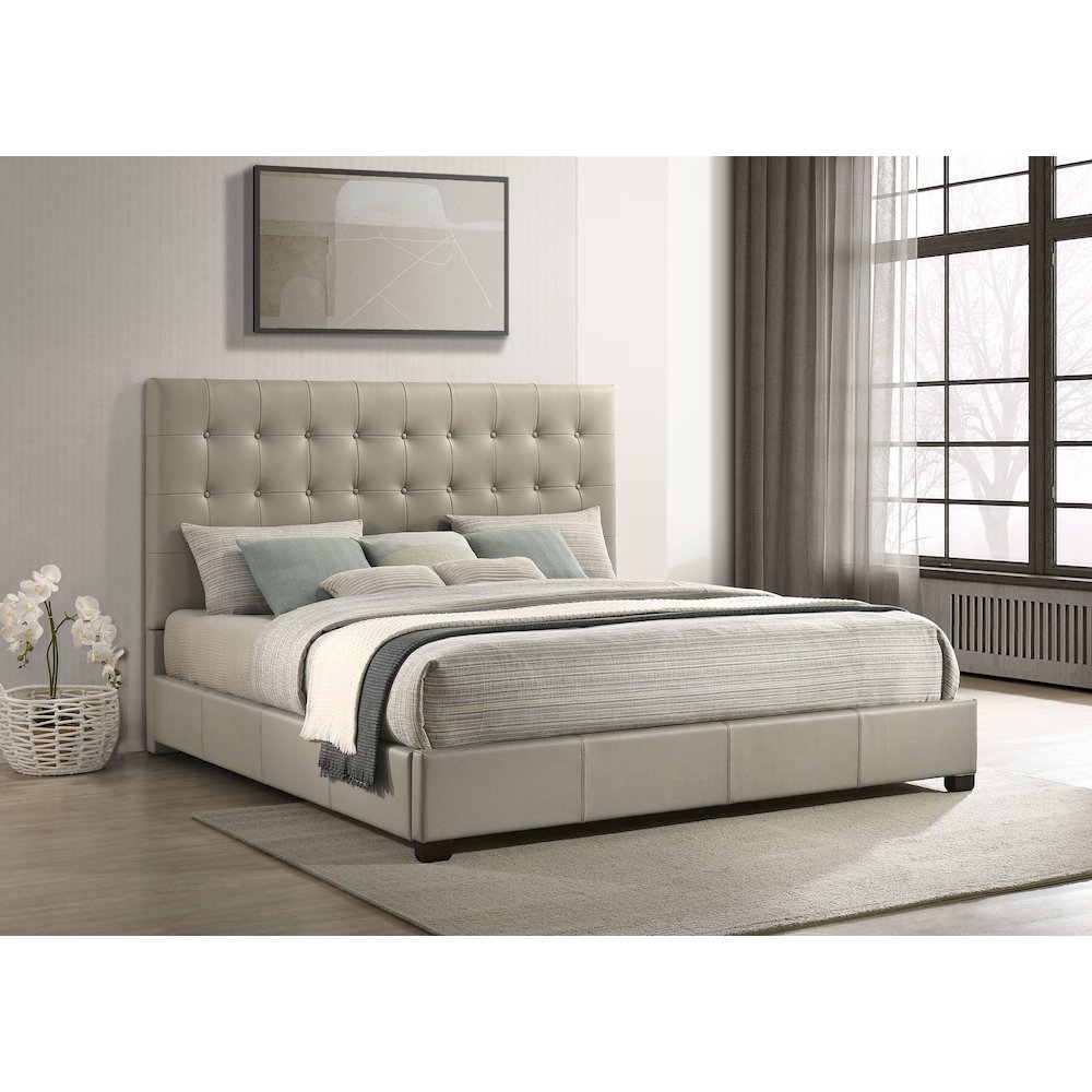 Medley Genuine Leather Eastern King Platform Bed Tan. Picture 2