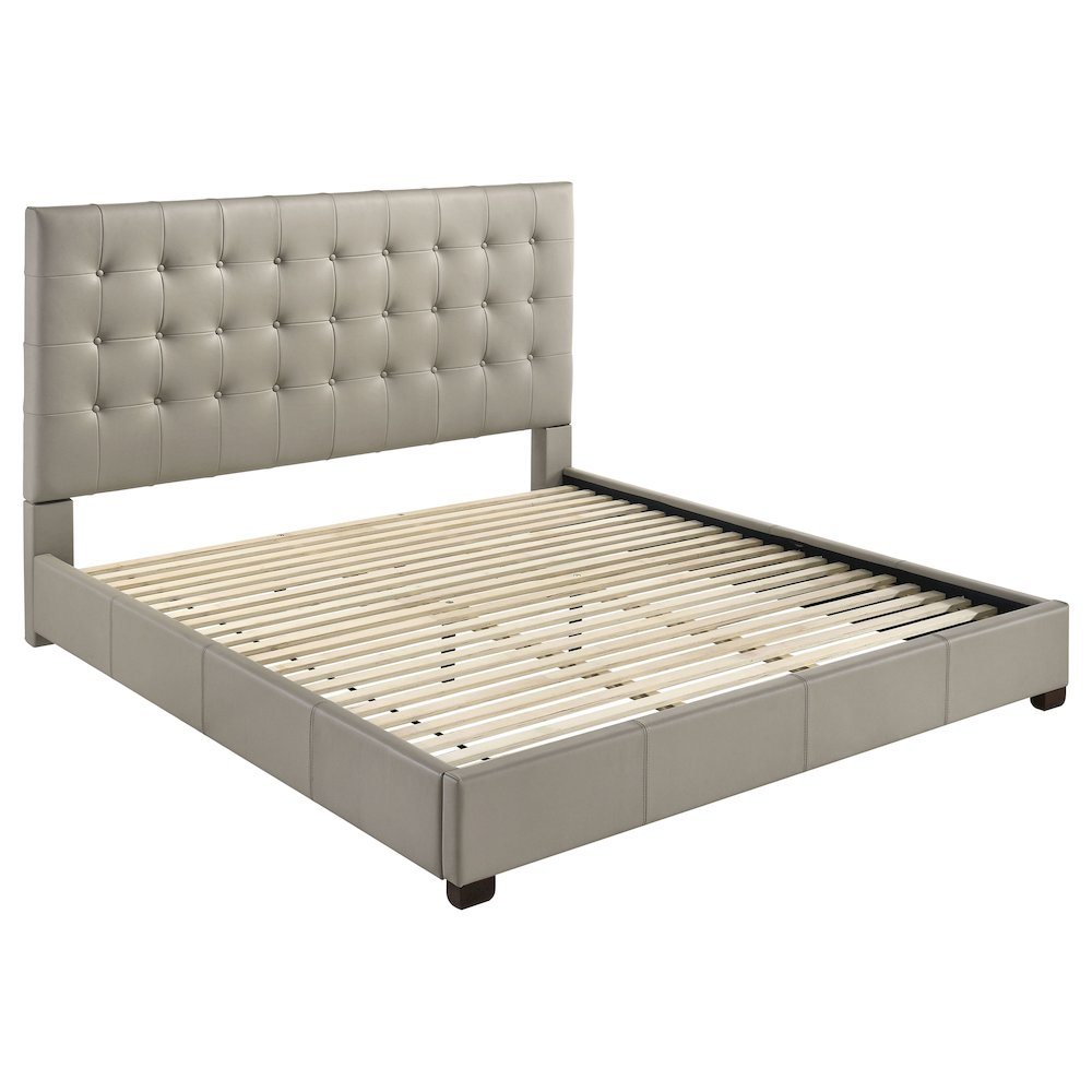 Medley Genuine Leather Eastern King Platform Bed Tan. Picture 1