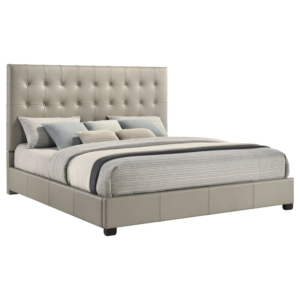 Medley Genuine Leather Eastern King Platform Bed Tan. Picture 3