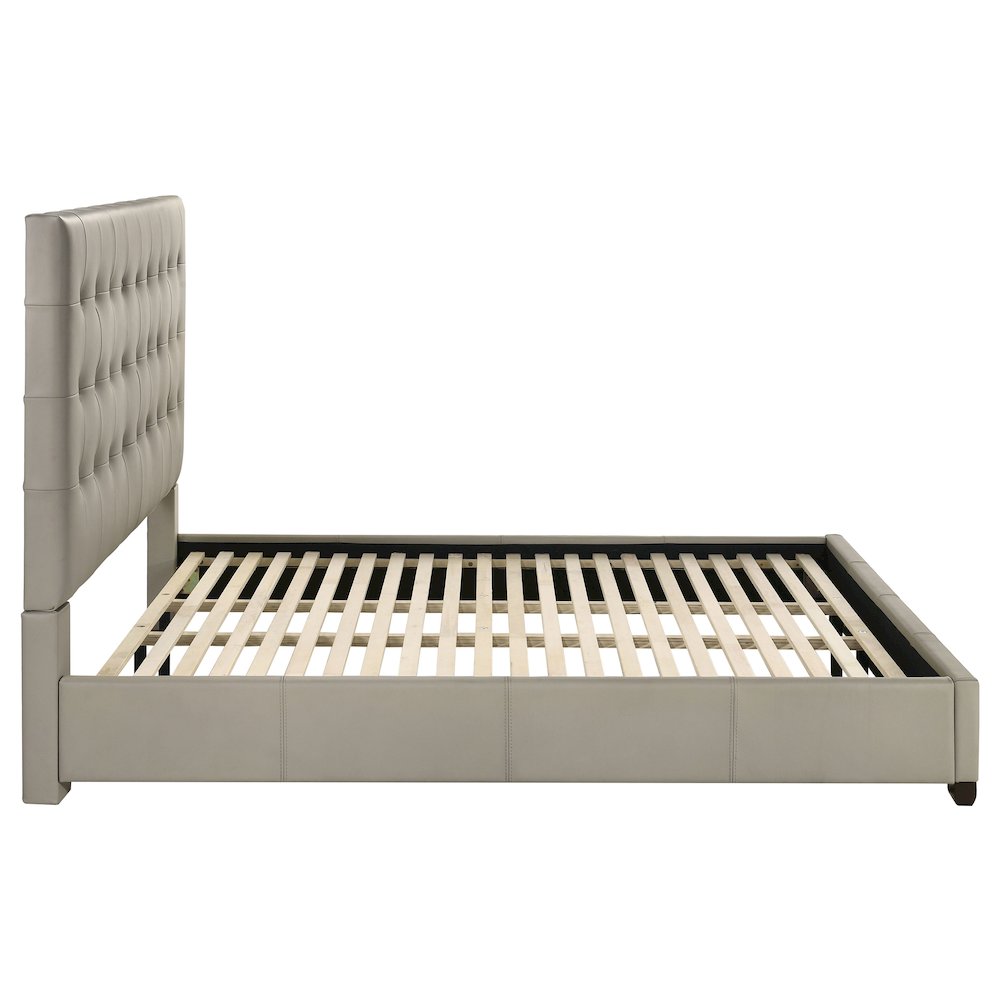 Medley Genuine Leather Eastern King Platform Bed Tan. Picture 6