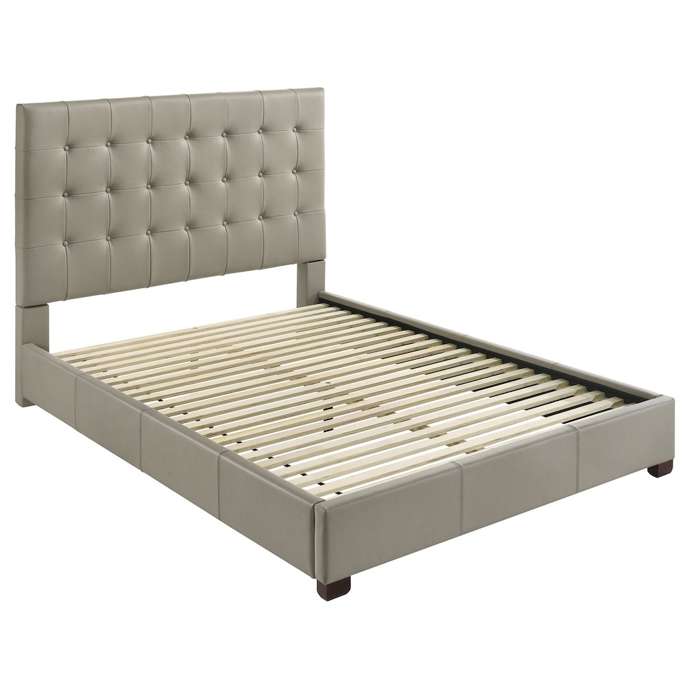 Medley Genuine Leather Queen Panel Platform Bed Tan. Picture 1