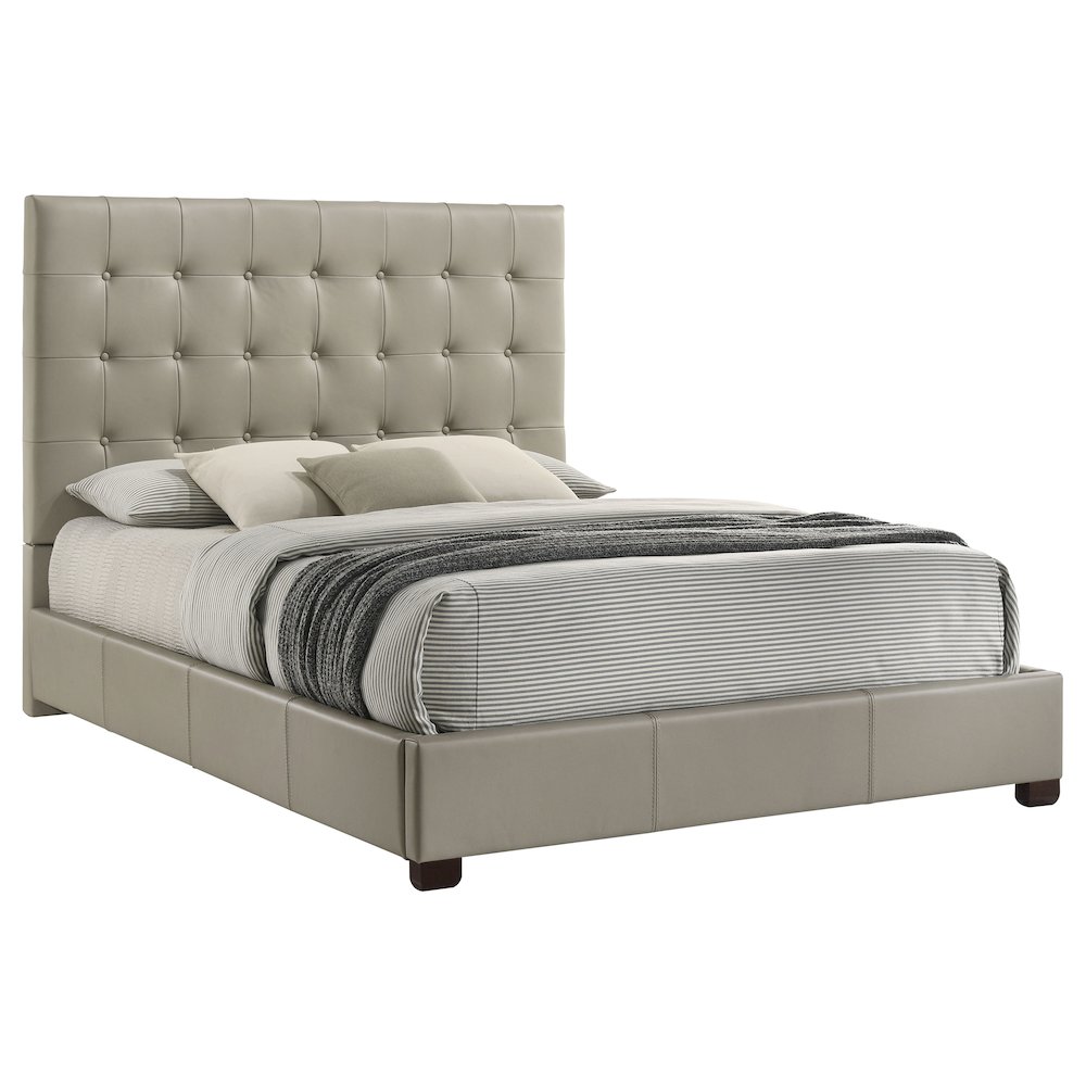 Medley Genuine Leather Queen Panel Platform Bed Tan. Picture 3