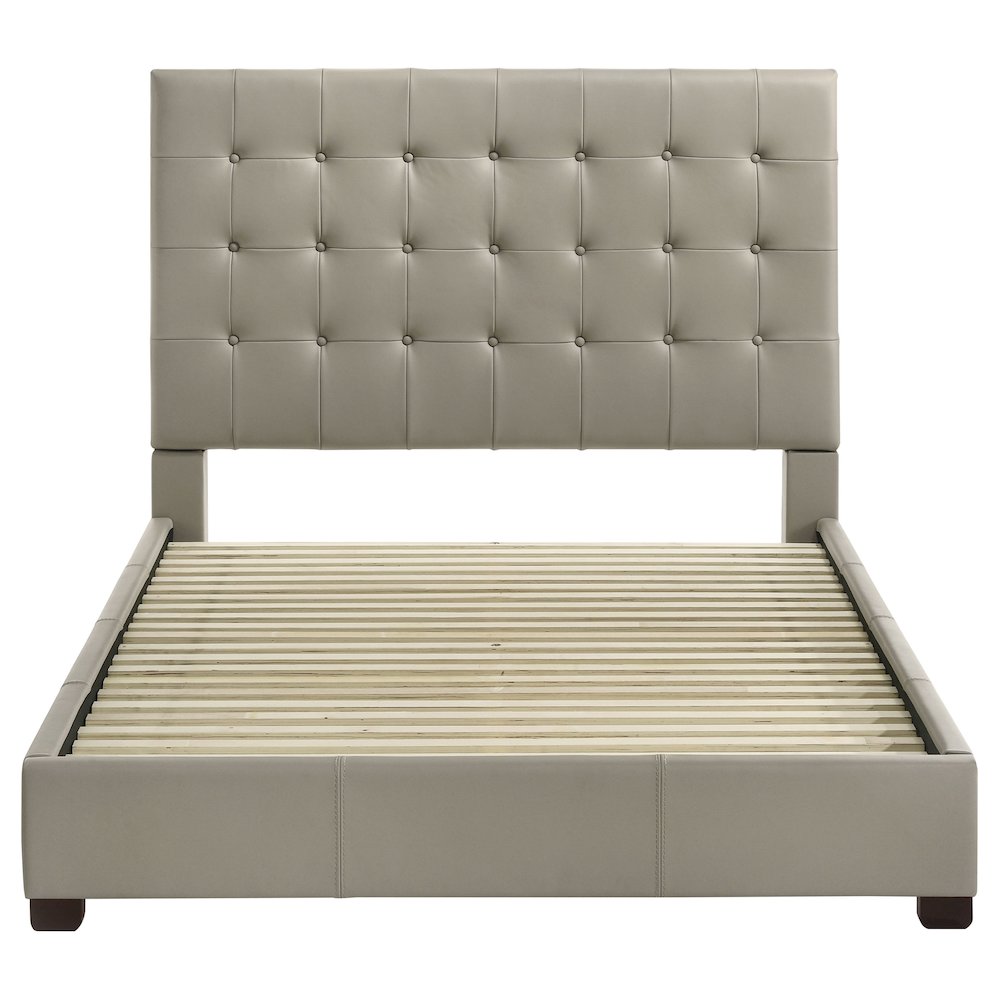 Medley Genuine Leather Queen Panel Platform Bed Tan. Picture 4