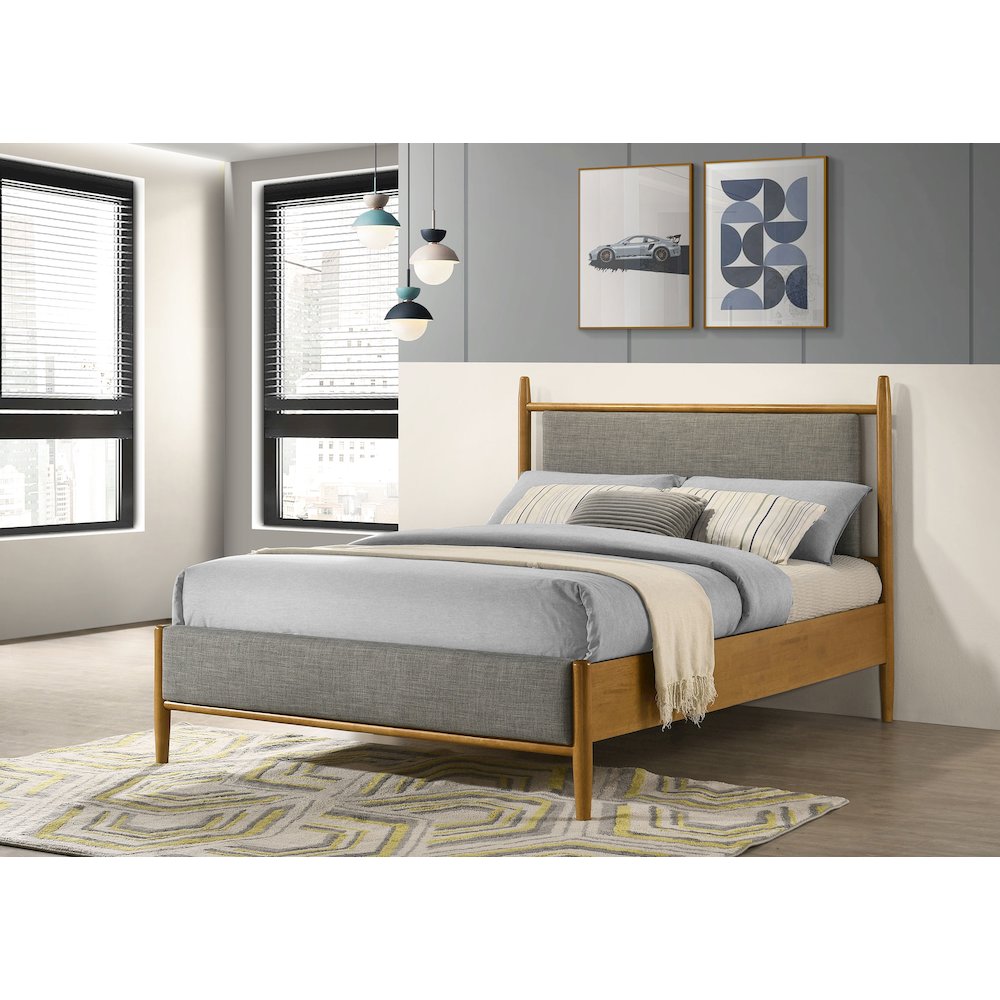 Mason 46-inch Full Panel Platform Bed Grey and Light Brown. Picture 2