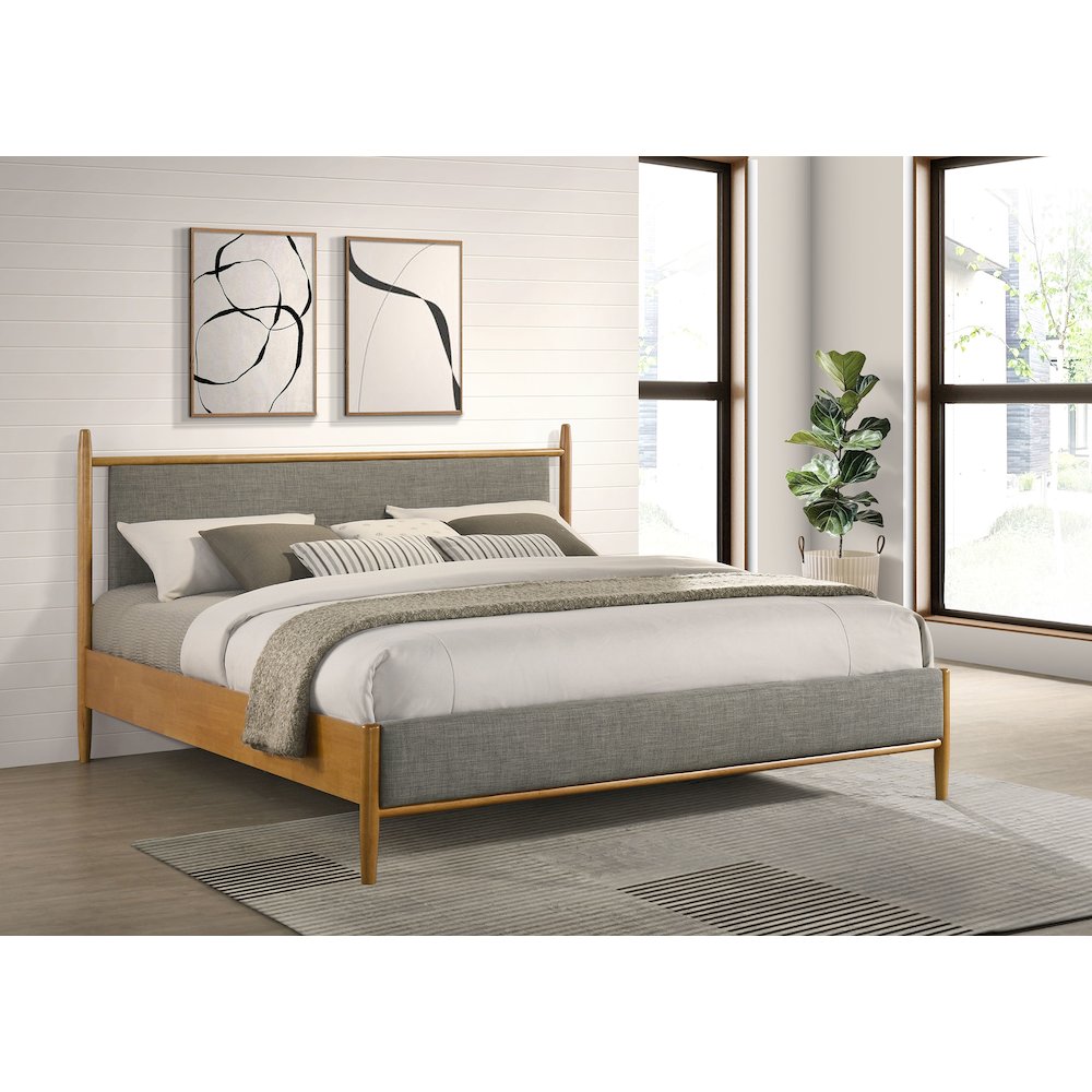 Mason 46-inch Eastern King Panel Platform Bed Light Brown. Picture 2