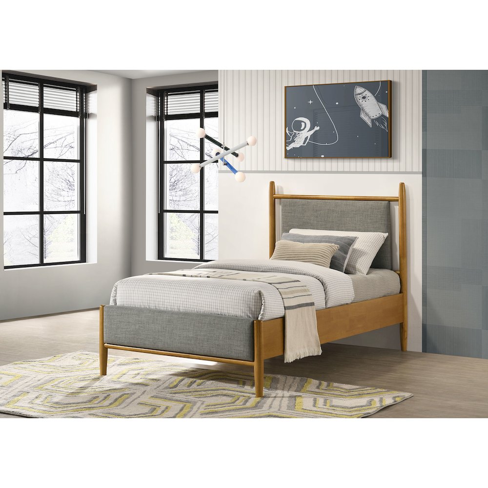 Mason 46-inch Twin Panel Platform Bed Grey and Light Brown. Picture 2