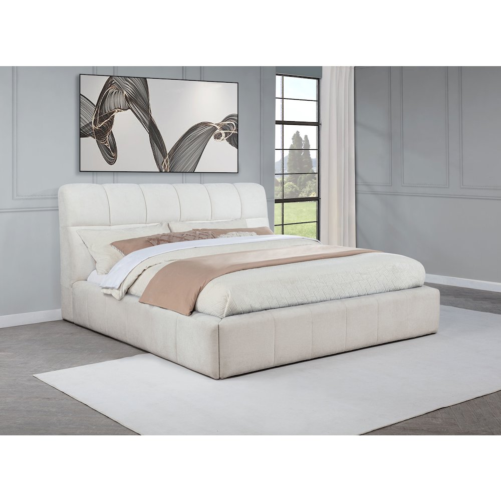 Nollet 48-inch Upholstered Queen Panel Platform Bed Cream. Picture 2
