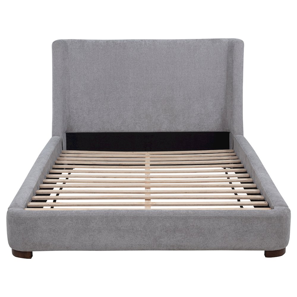 Rennes Upholstered Eastern King Wingback Platform Bed Grey. Picture 4