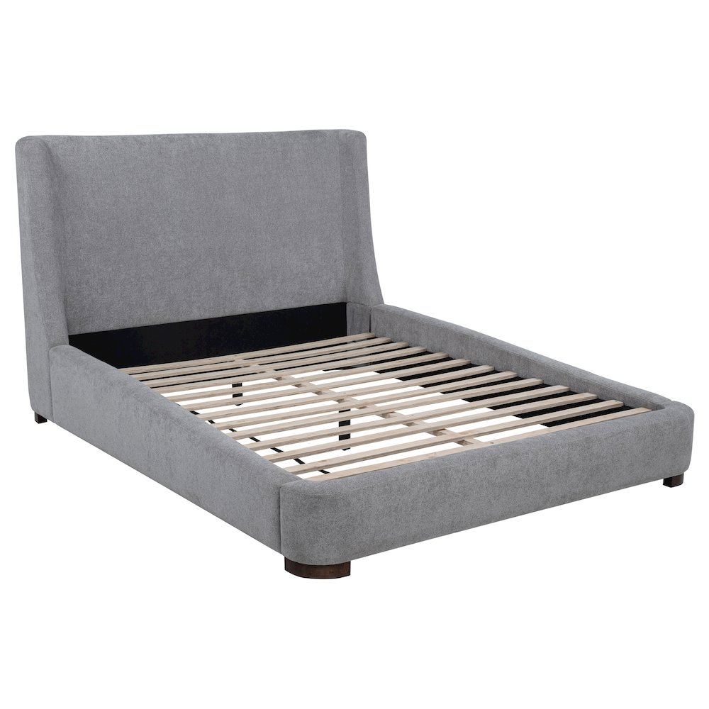 Rennes Upholstered Queen Wingback Platform Bed Grey. Picture 1