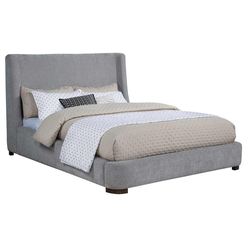 Rennes Upholstered Queen Wingback Platform Bed Grey. Picture 3