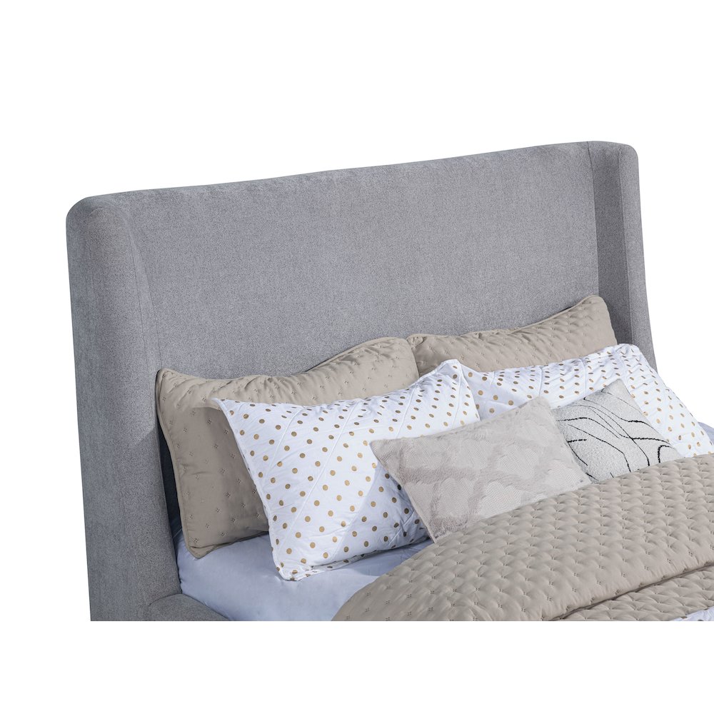 Rennes Upholstered Queen Wingback Platform Bed Grey. Picture 7