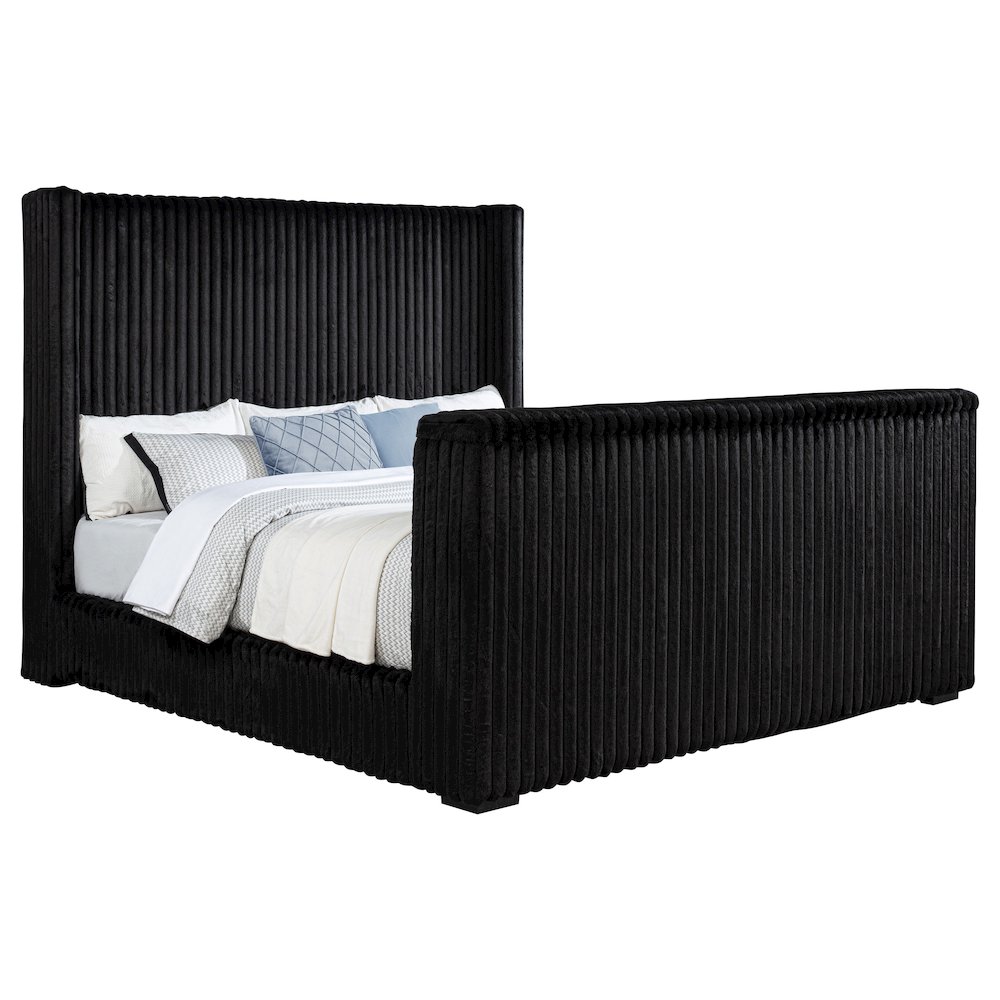 Centergrove Upholstered California King Wingback TV Bed Black. Picture 3