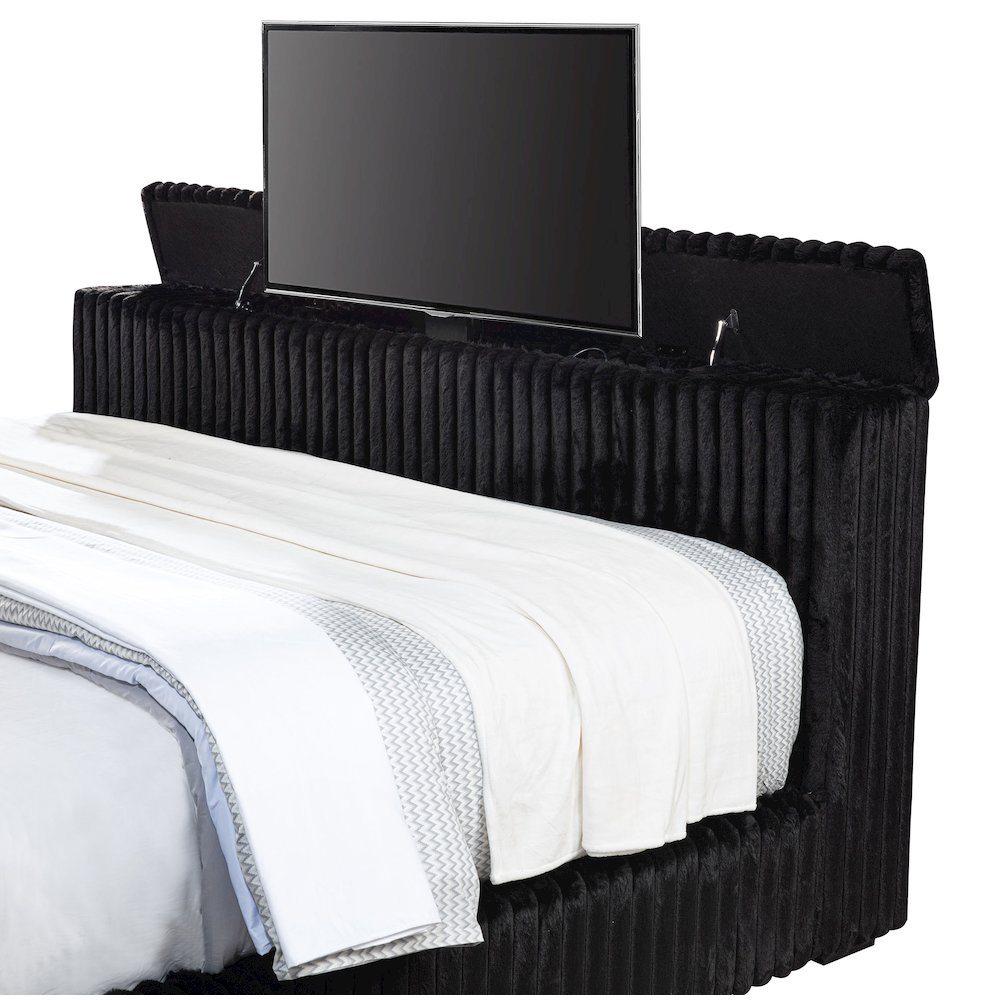 Centergrove Upholstered California King Wingback TV Bed Black. Picture 8