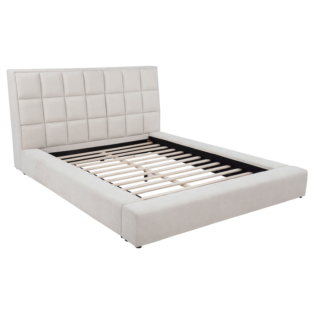 Dreux Upholstered Queen Panel Platform Bed Cream. Picture 1