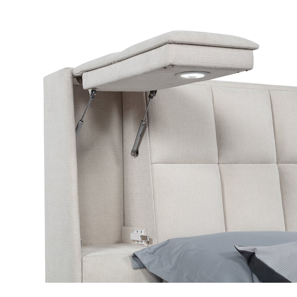 Dreux Upholstered Queen Panel Platform Bed Cream. Picture 10