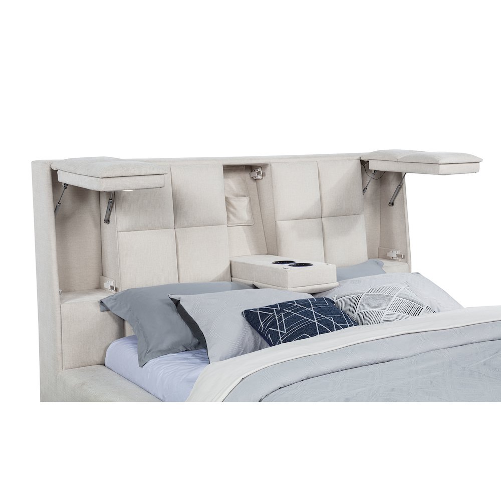 Dreux Upholstered Queen Panel Platform Bed Cream. Picture 11