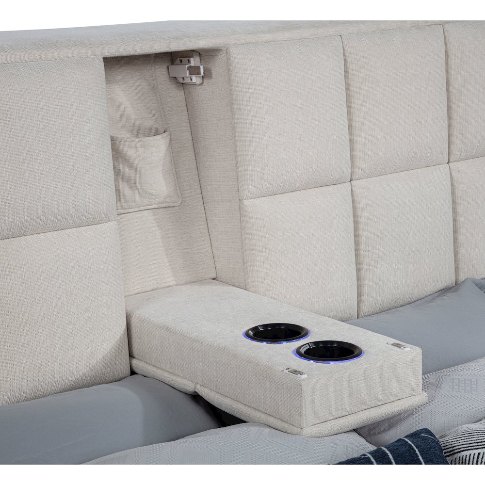 Dreux Upholstered Queen Panel Platform Bed Cream. Picture 12