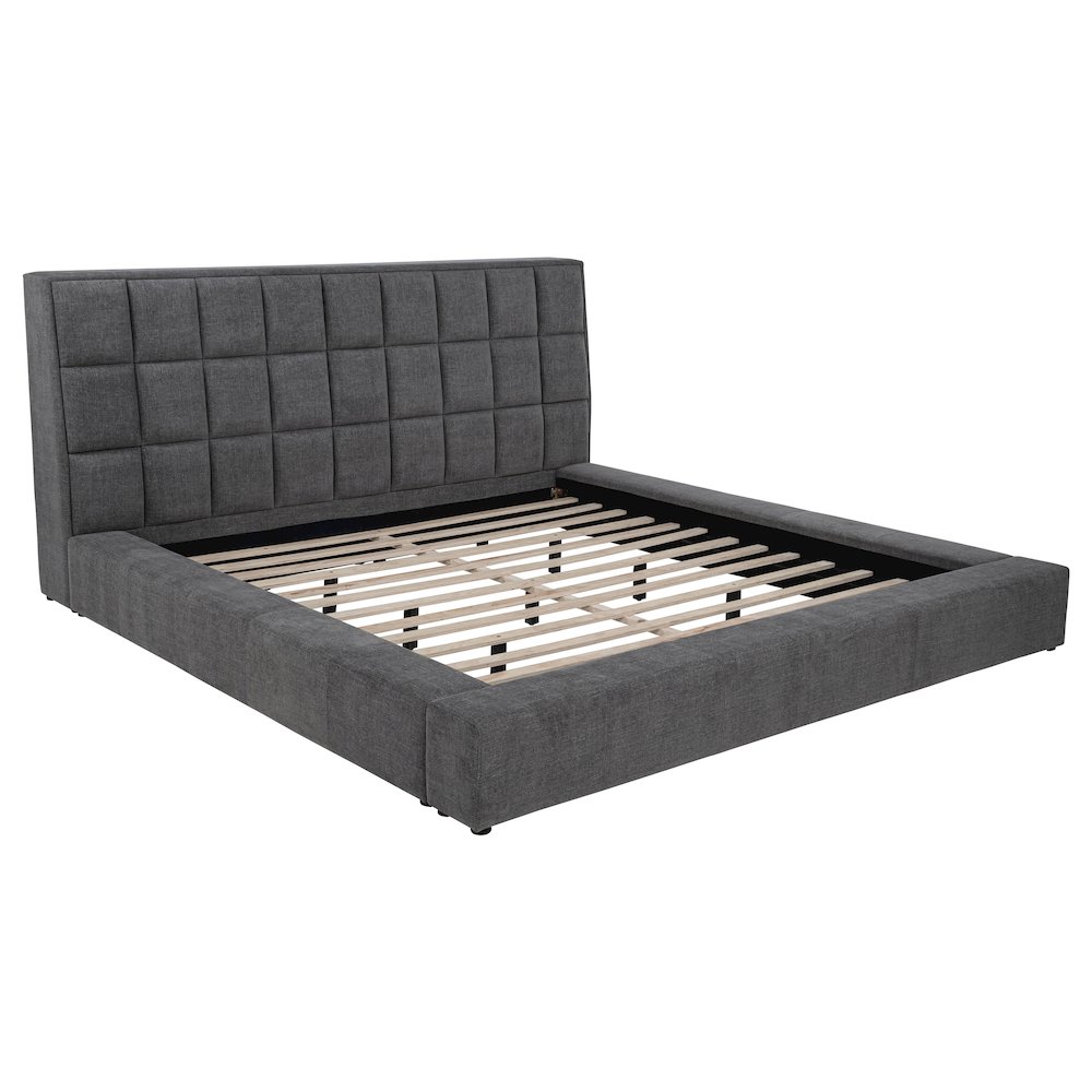 Dreux Upholstered Eastern King Panel Platform Bed Grey. Picture 3