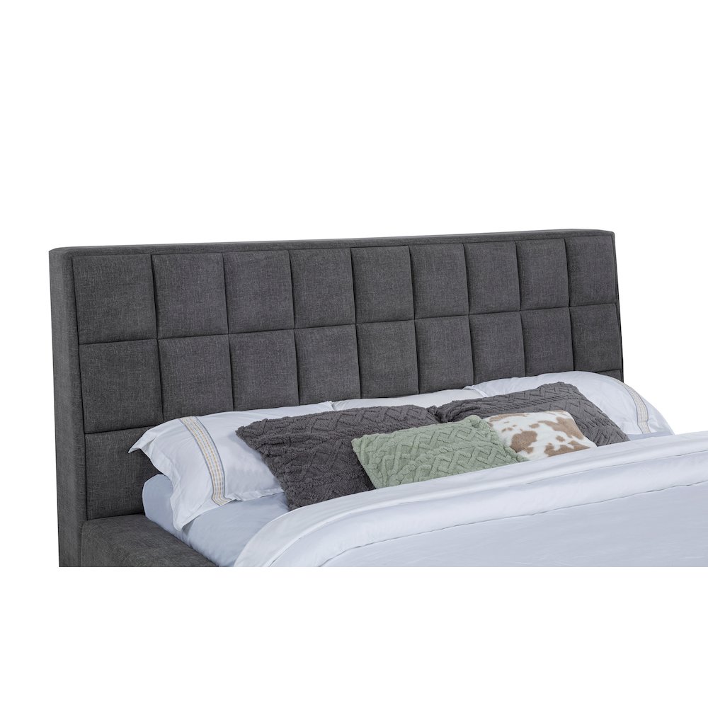 Dreux Upholstered Eastern King Panel Platform Bed Grey. Picture 9