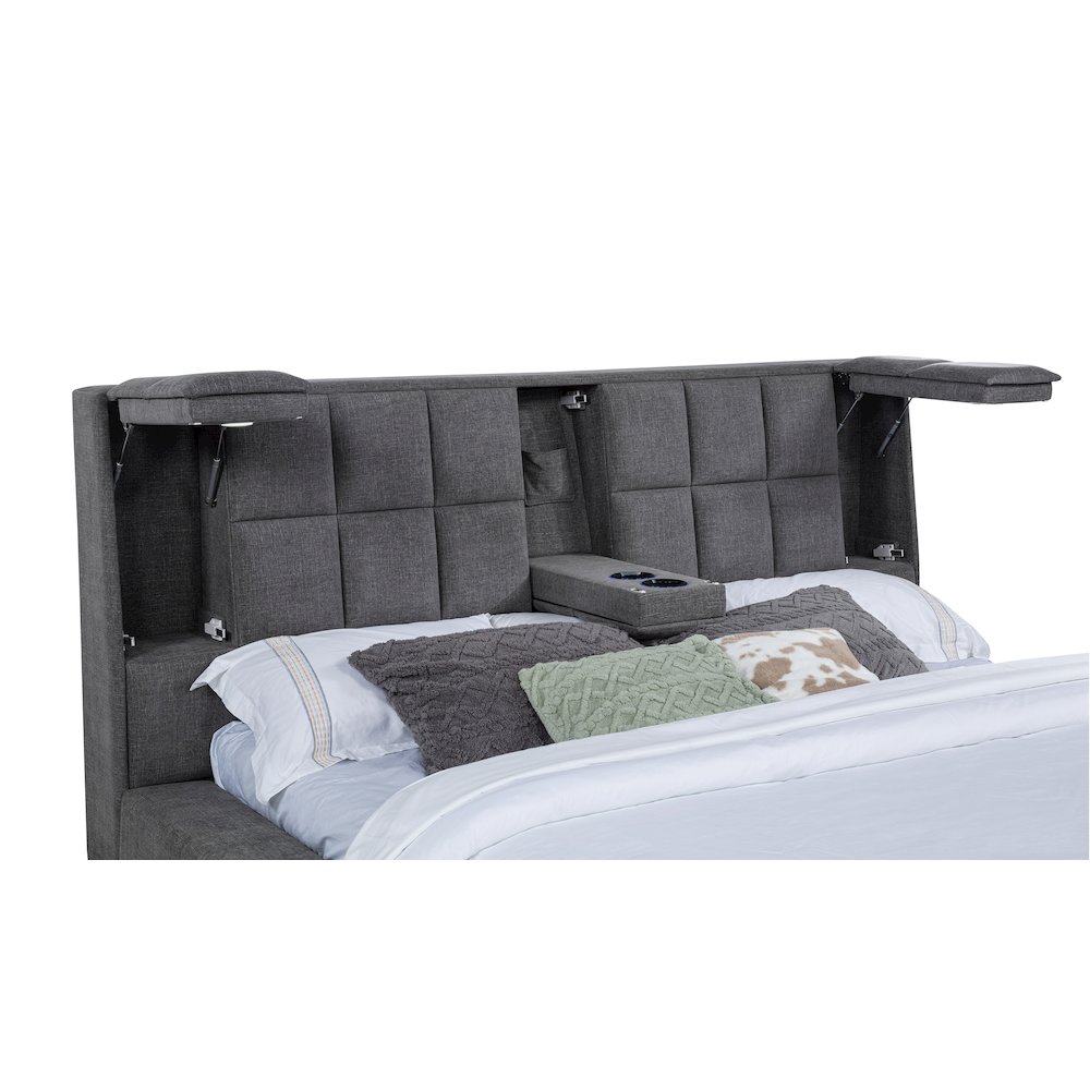 Dreux Upholstered Eastern King Panel Platform Bed Grey. Picture 10
