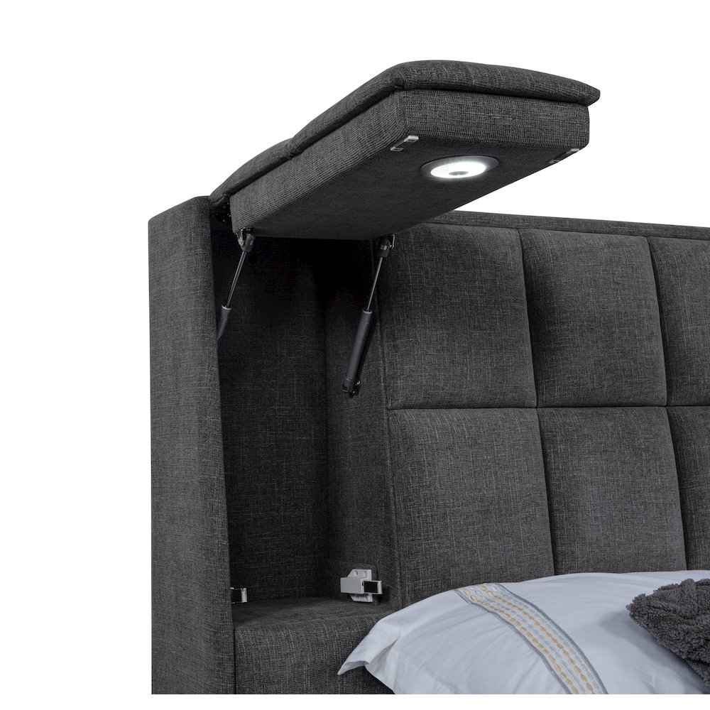 Dreux Upholstered Eastern King Panel Platform Bed Grey. Picture 11