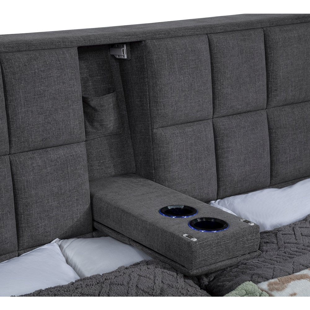 Dreux Upholstered Eastern King Panel Platform Bed Grey. Picture 12