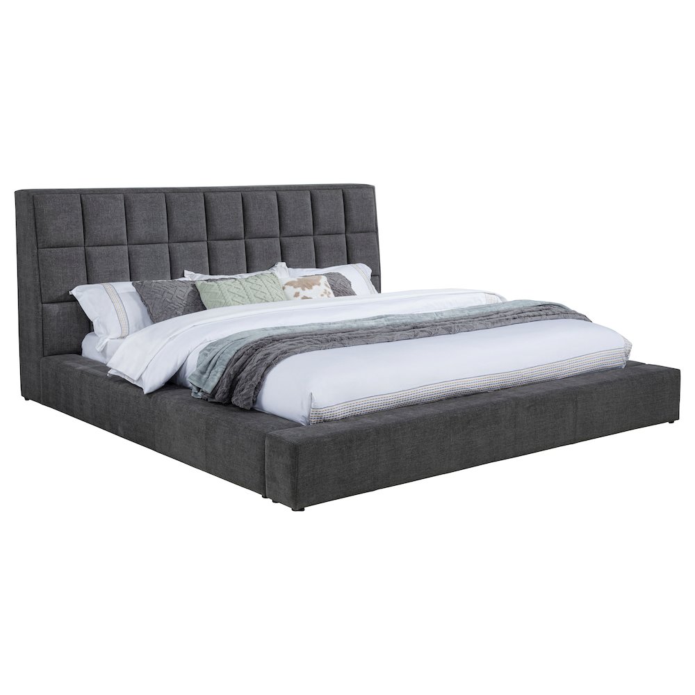 Dreux Upholstered Queen Panel Platform Bed Grey. Picture 4