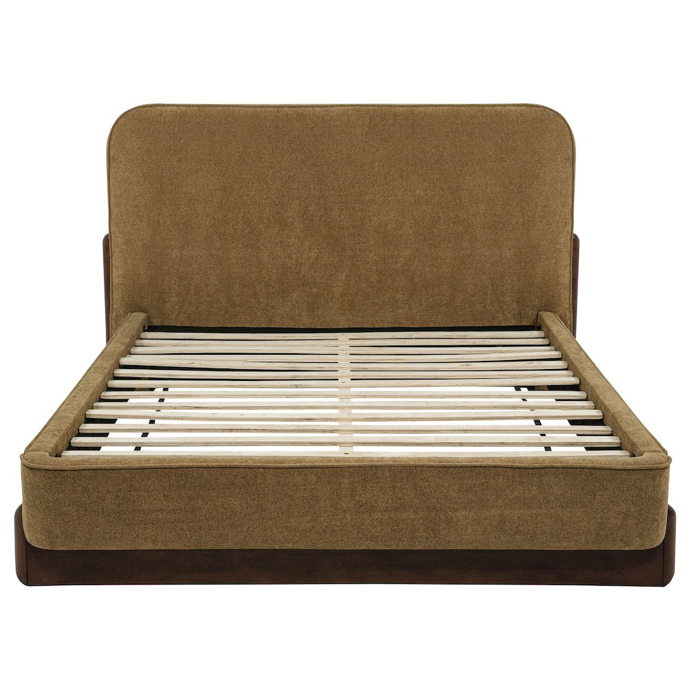 Baldacci Upholstered Queen Platform Bed Curry and Walnut. Picture 2