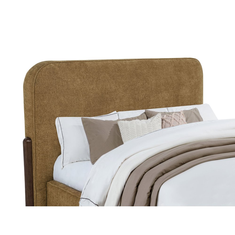 Baldacci Upholstered Queen Platform Bed Curry and Walnut. Picture 3
