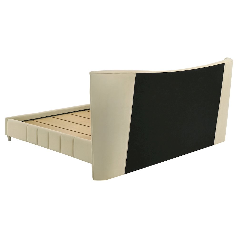 Evelyn Upholstered Eastern King Panel Platform Bed Ivory. Picture 6