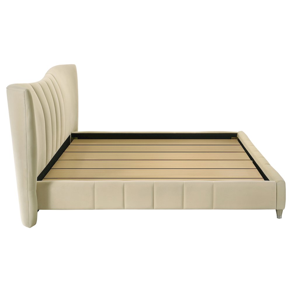 Evelyn Upholstered Eastern King Panel Platform Bed Ivory. Picture 7